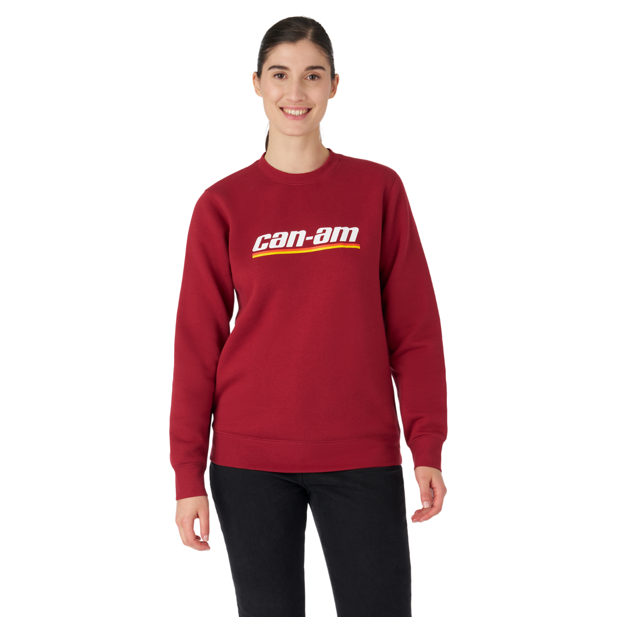Can-Am Women's Emblem Crewneck Wine, front