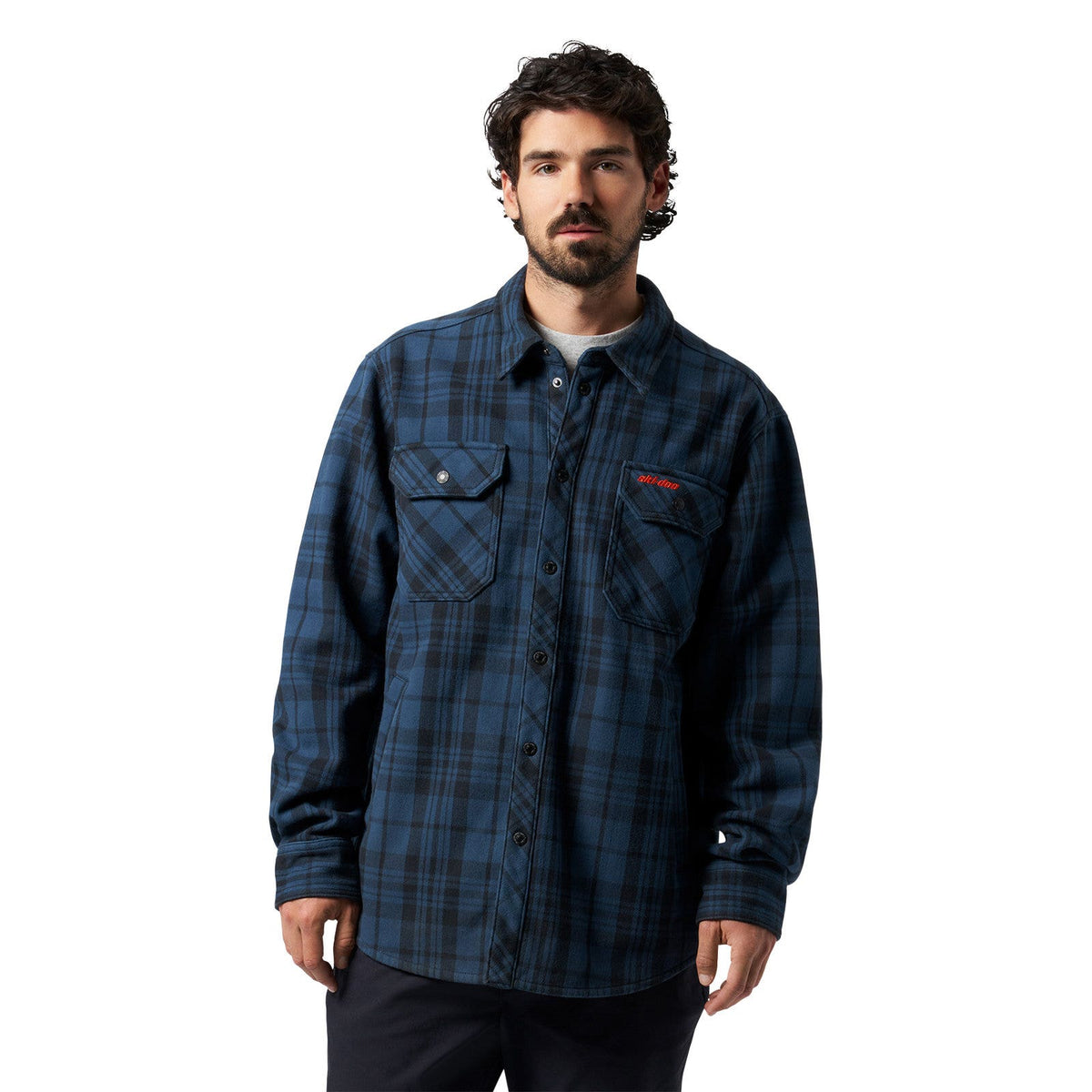 Ski-Doo Men's Plaid Bonded Overshirt in Denim Blue, 288301