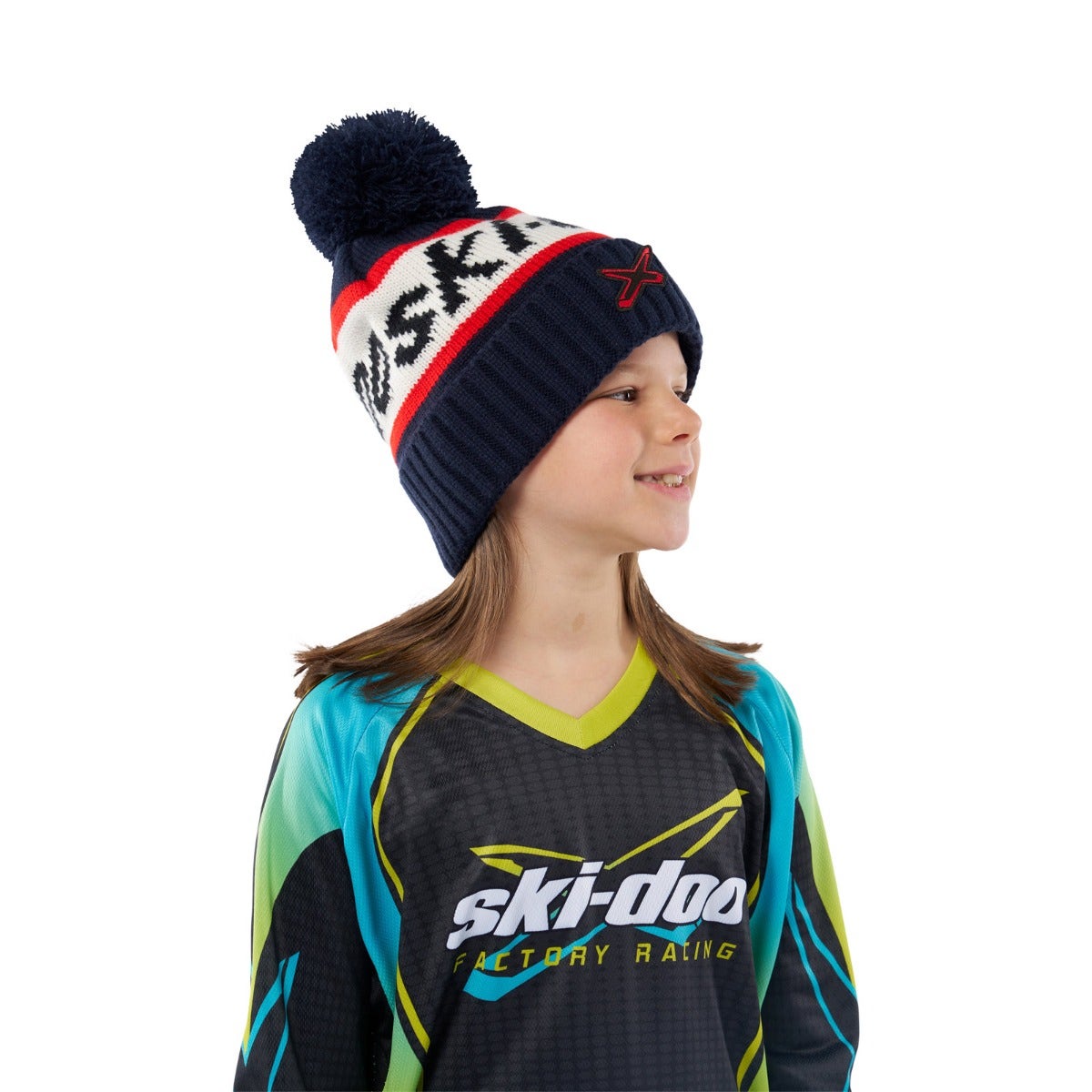 Ski-Doo Youth Unisex X-Team Pom-Pom Beanie - Navy Onesize
