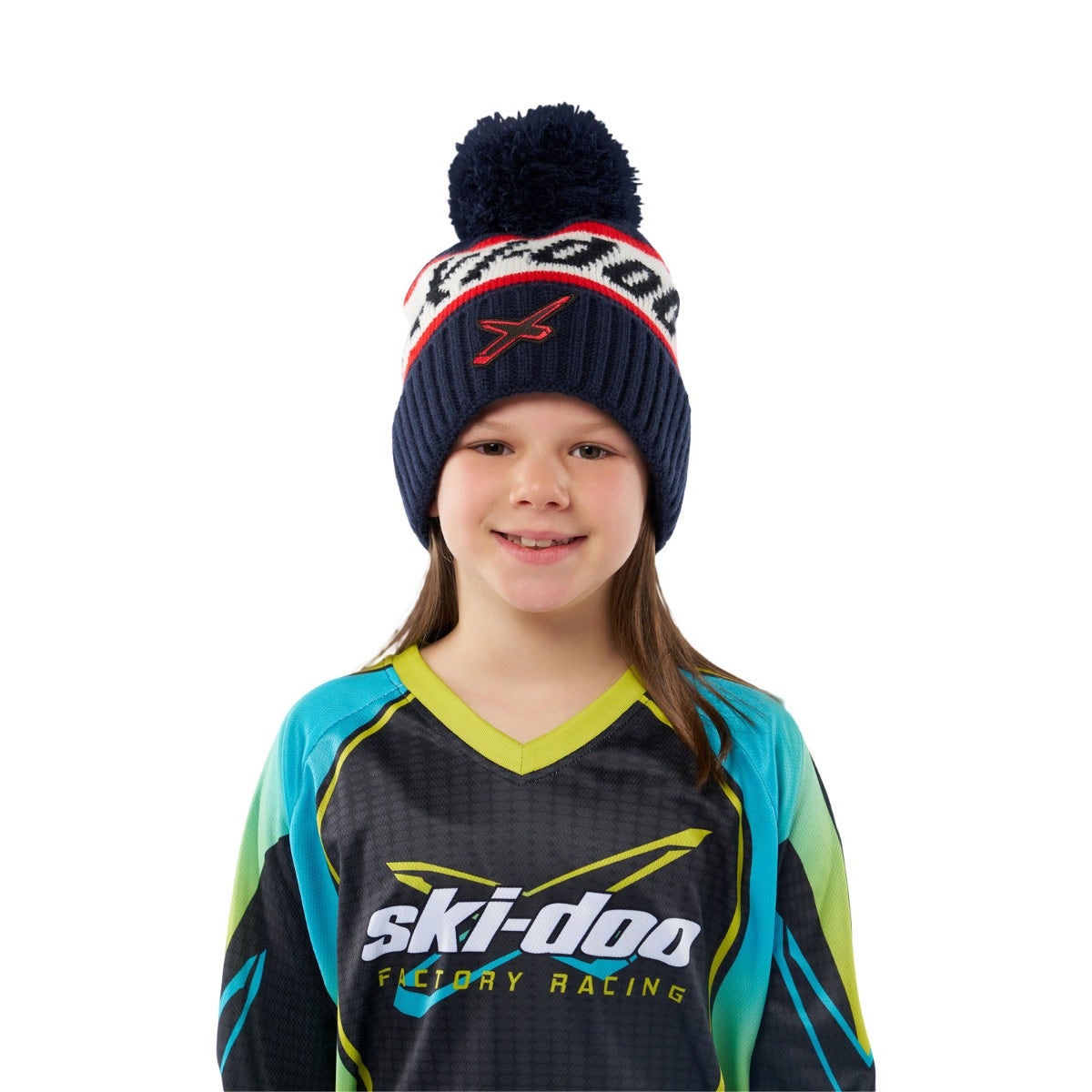 Ski-Doo Youth Unisex X-Team Pom-Pom Beanie - Navy Onesize