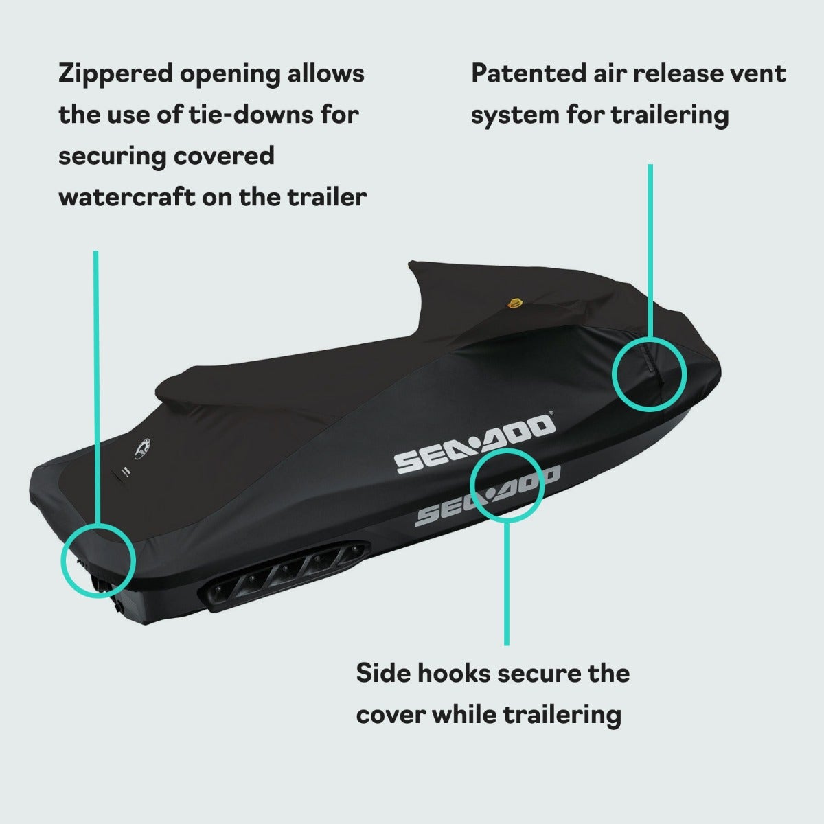 Sea-Doo Cover for Wake Models (2011-2019) - Black Trailering PWC Cover, 295100724