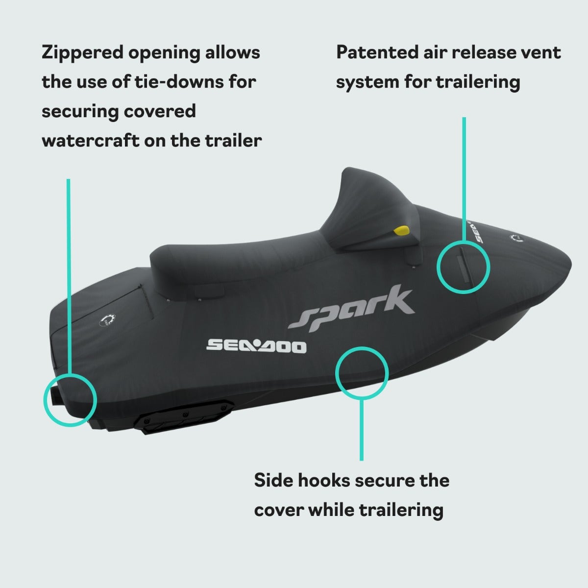 Sea-Doo Cover Spark for 2 (2014‑2023) in Black, 295100912