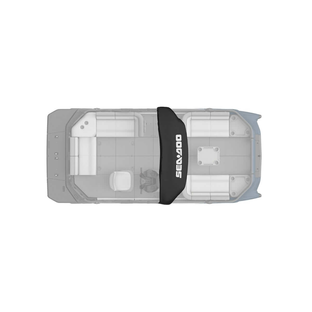 Sea-Doo Bimini Top Sleeve Switch Pontoon black cover shown on boat deck diagram