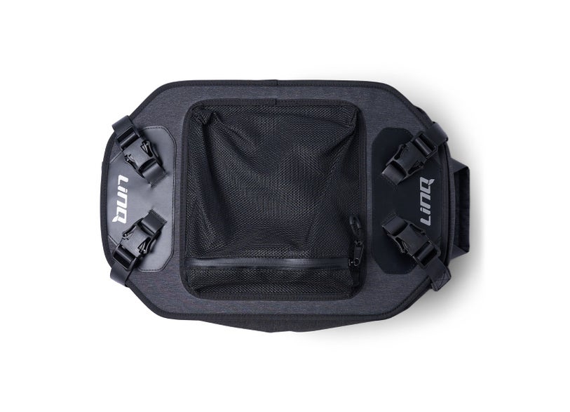 Sea-Doo LinQ 20L semi-rigid cooler top view mesh pocket black straps
