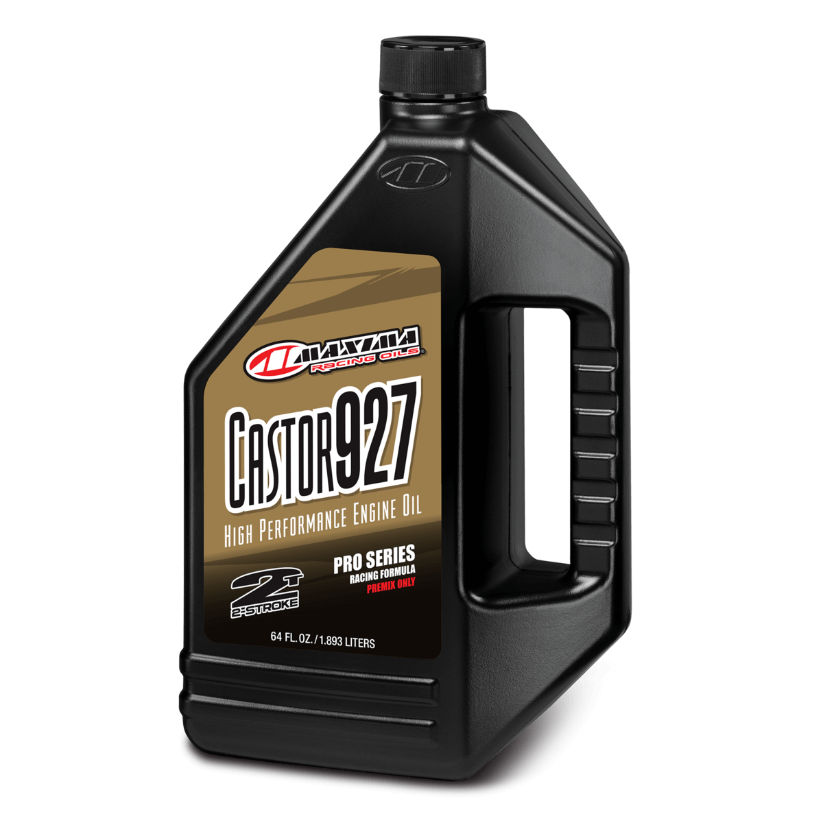 Maxima Castor927 high performance engine oil bottle on a black background