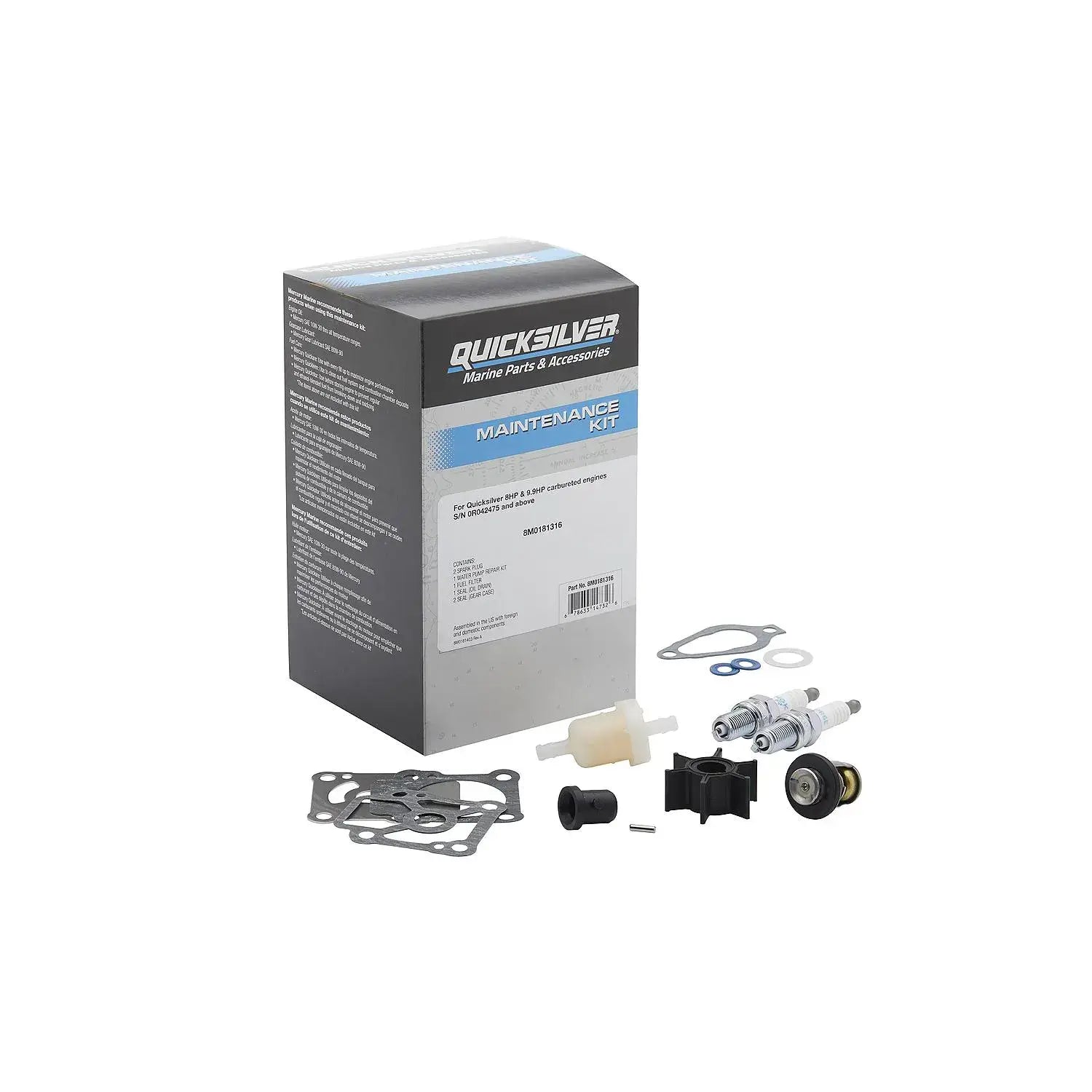 Quicksilver 8M0181316 Outboard Service Repair Kit for 8/9.9hp Carbureted Outboards