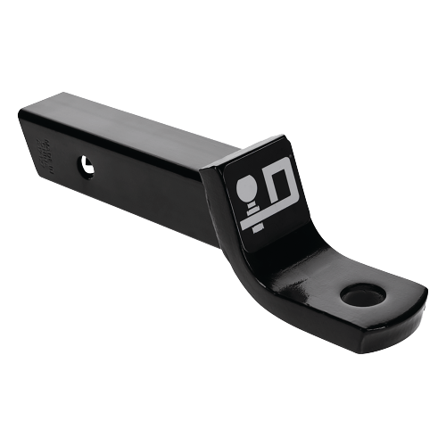 Black metal trailer hitch on a white background