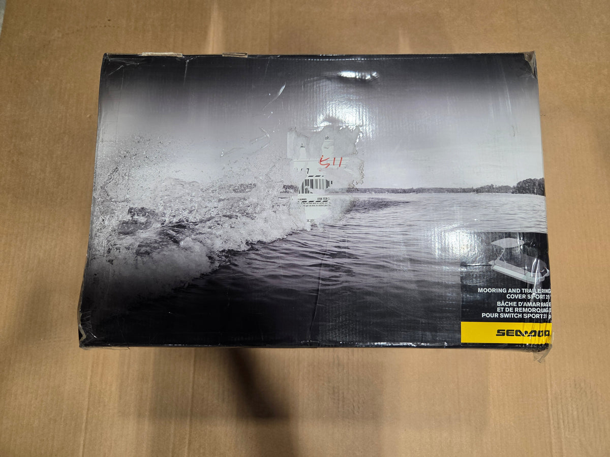 Sea-Doo Switch Sport 21 ft pontoon mooring and trailering cover retail box packaging