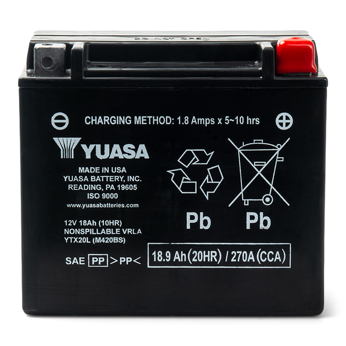 Ski-Doo Yuasa Battery 18 Amps Wet (YTX20L-BS), detail, 410301203