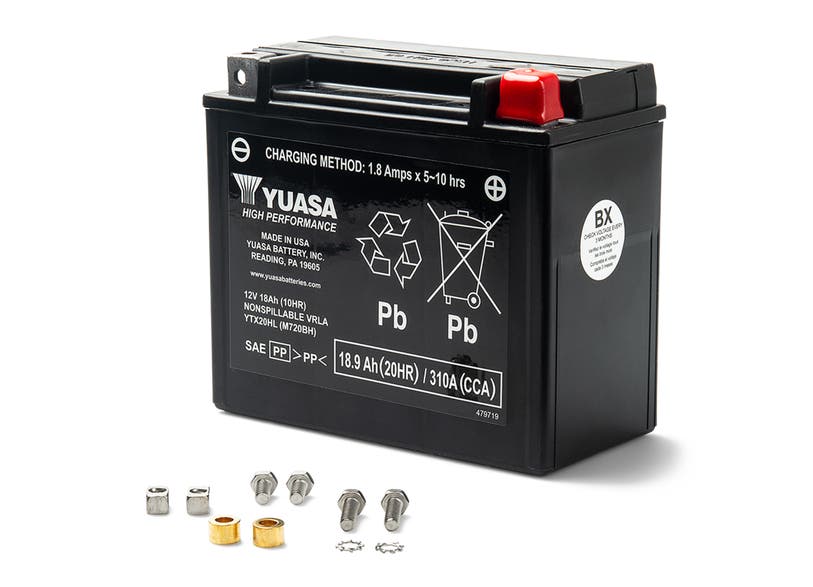 Yuasa YTX20HL-PW 18Ah 12V high performance battery with mounting hardware