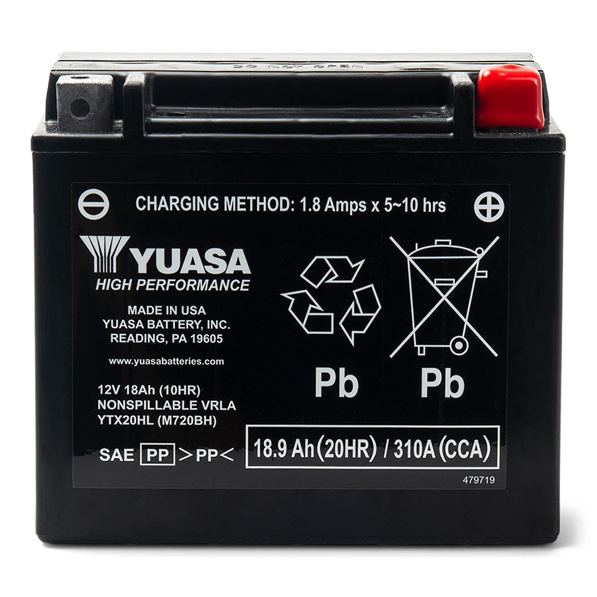 Yuasa Battery 18 Amps Wet (YTX20HL-PW), detail, 415129898