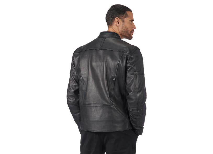 Can-Am Brode leather jacket men's black CE/UKCA rear view riding gear