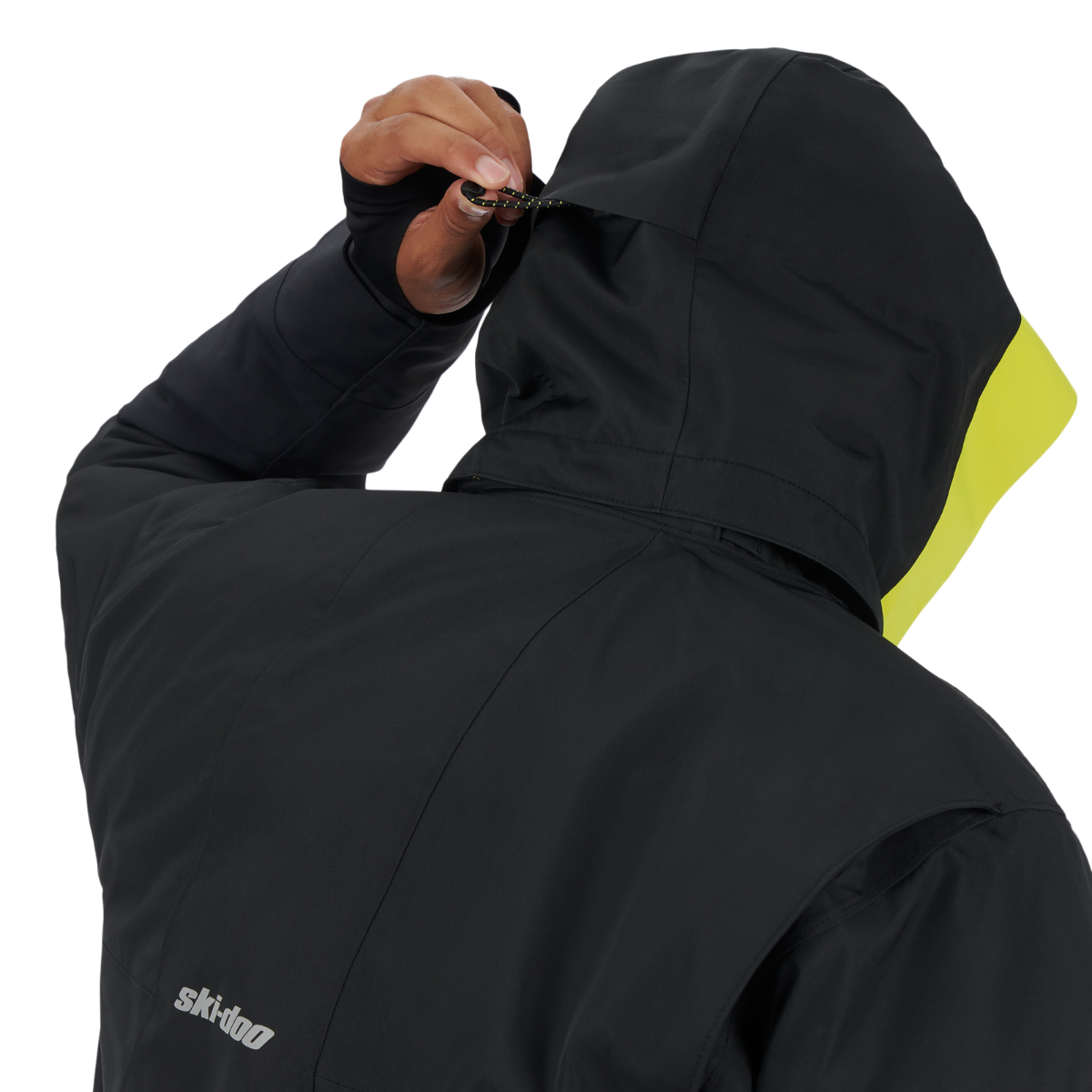 Ski-Doo Men's Vasa+ Jacket in Black, hood detail