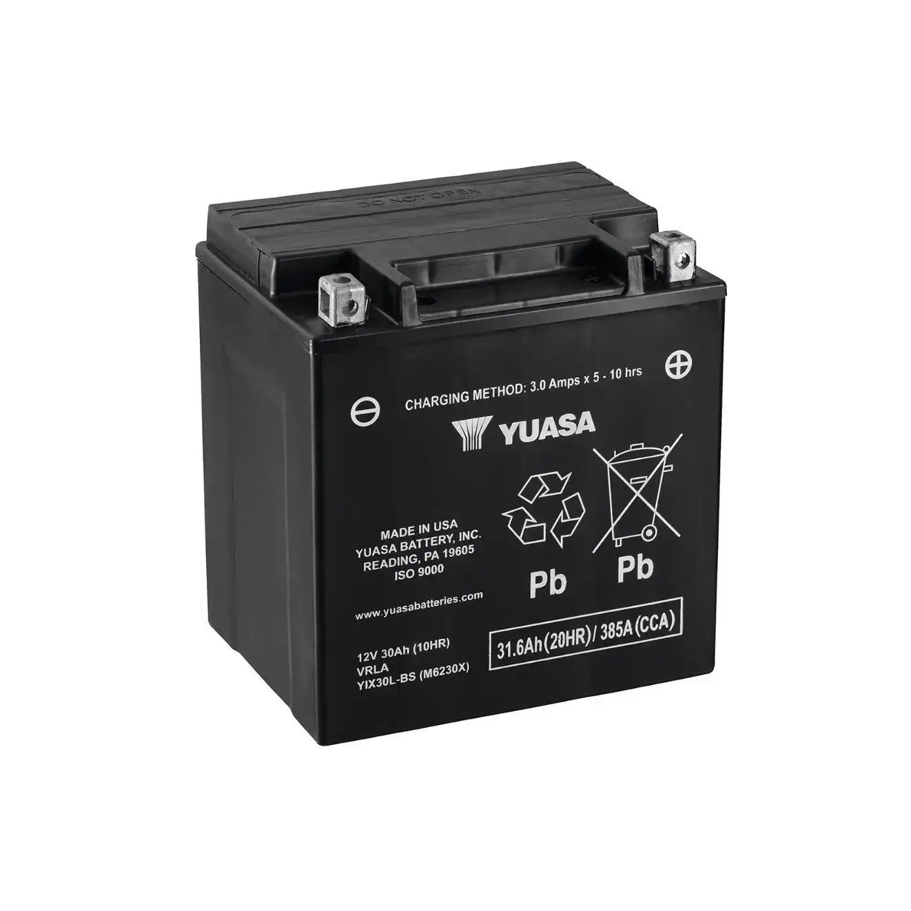 Yuasa battery on a white background
