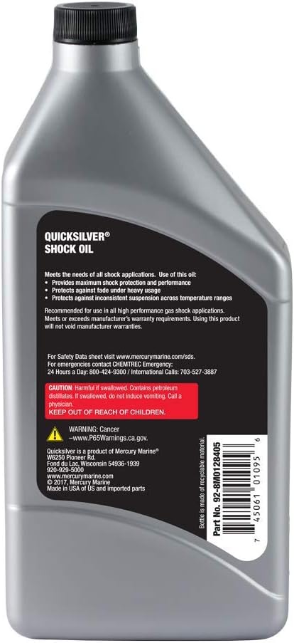 Quicksilver 8M0128405 5W Motorcycle Shock Oil, 1 Quart