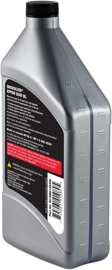 Quicksilver 8M0128380 80W-90 Motorcycle Hypoid Gear Oil, 1 Quart