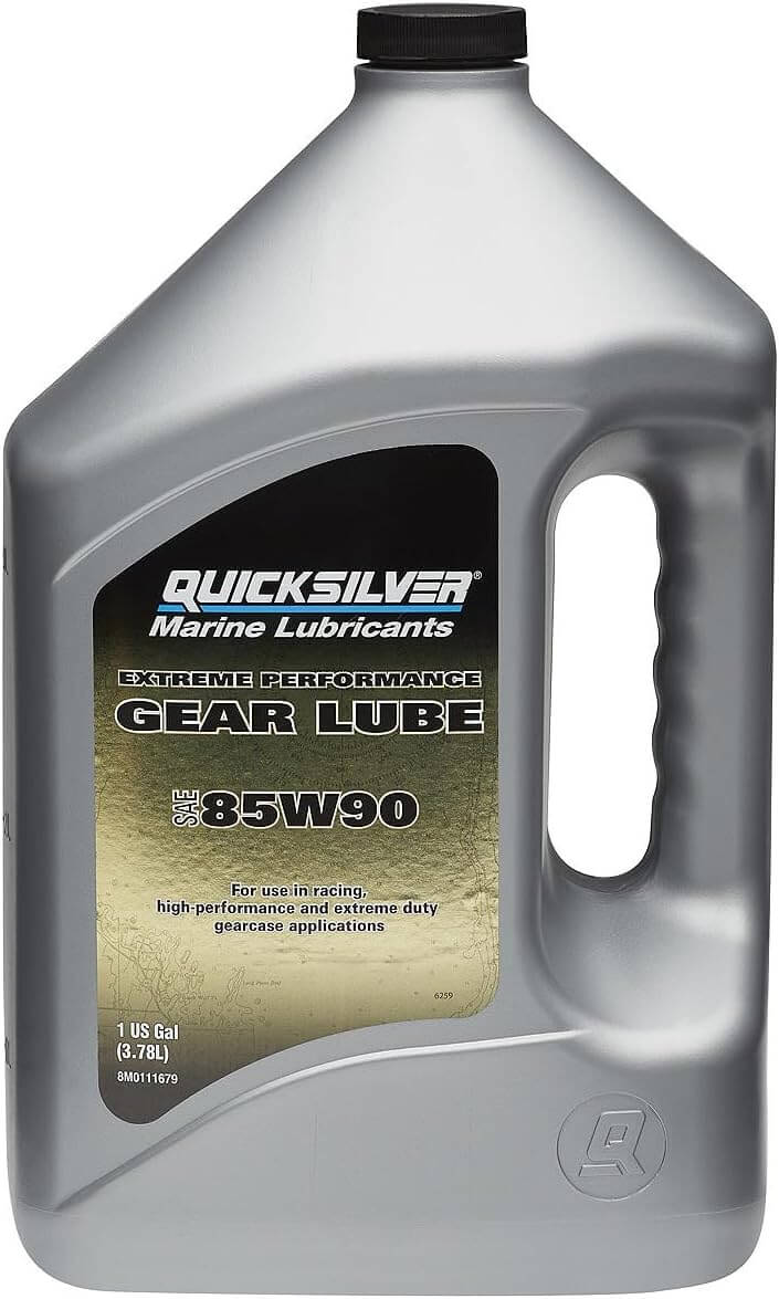 Quicksilver marine lubricants gear lube container on a white background