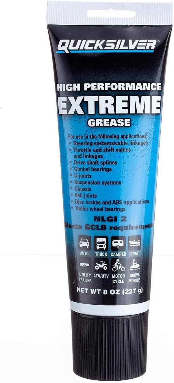 Quicksilver High Performance Multi-Purpose Extreme NLGI 2 Marine Grease tube front view