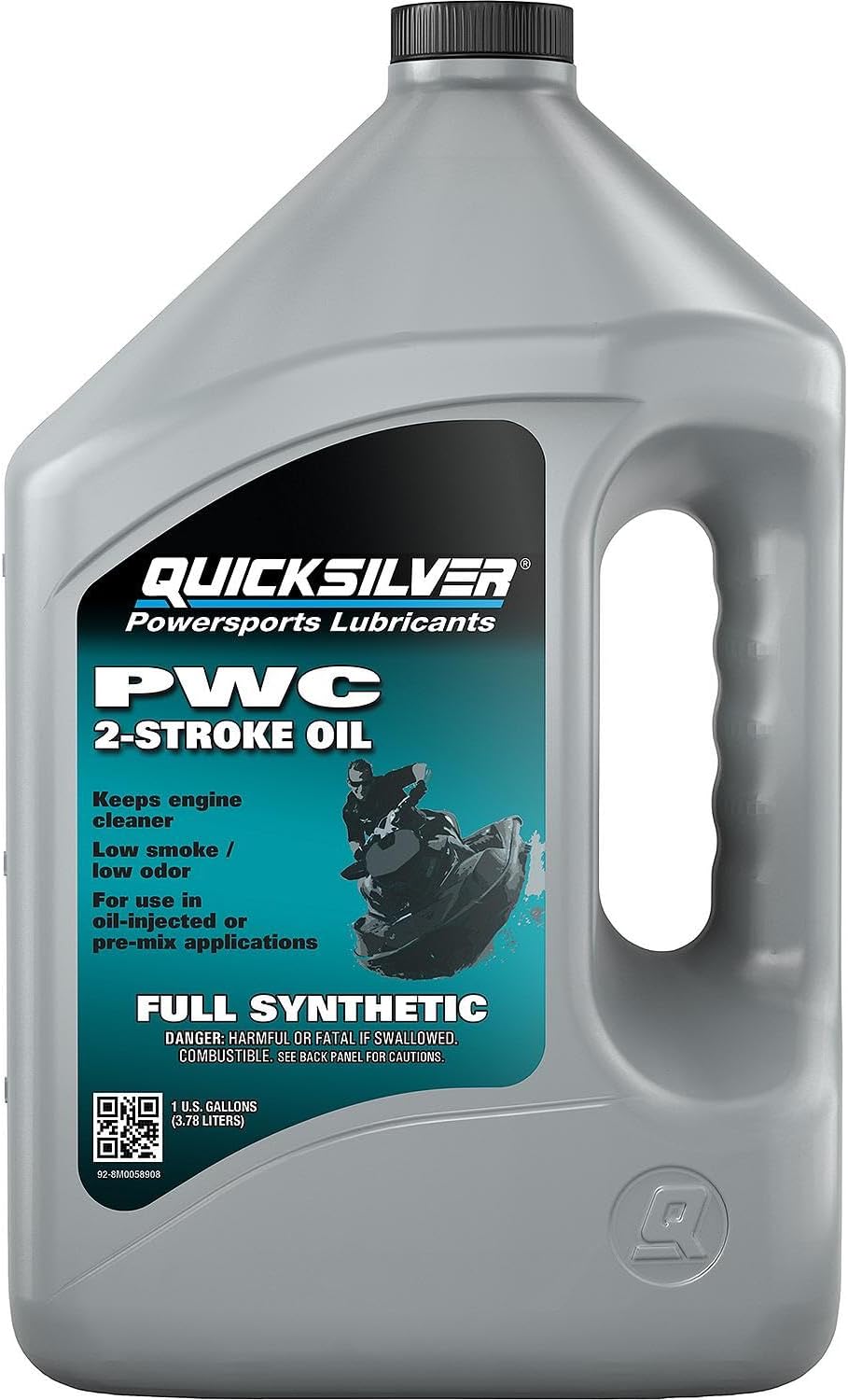 Quicksilver 8M0058908 Full Synthetic 2-Stroke PWC Marine Engine Oil, 1 Gallon