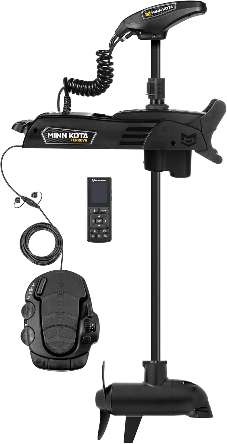 Minn Kota 1358210 Terrova® Quest Series Bow Mount Freshwater Trolling Motor, 90 / 115 lbs. Thrust, 45" Shaft, 24 / 36 Volts w/Handheld Remote, Foot Pedal & MEGA Down Imaging Sonar