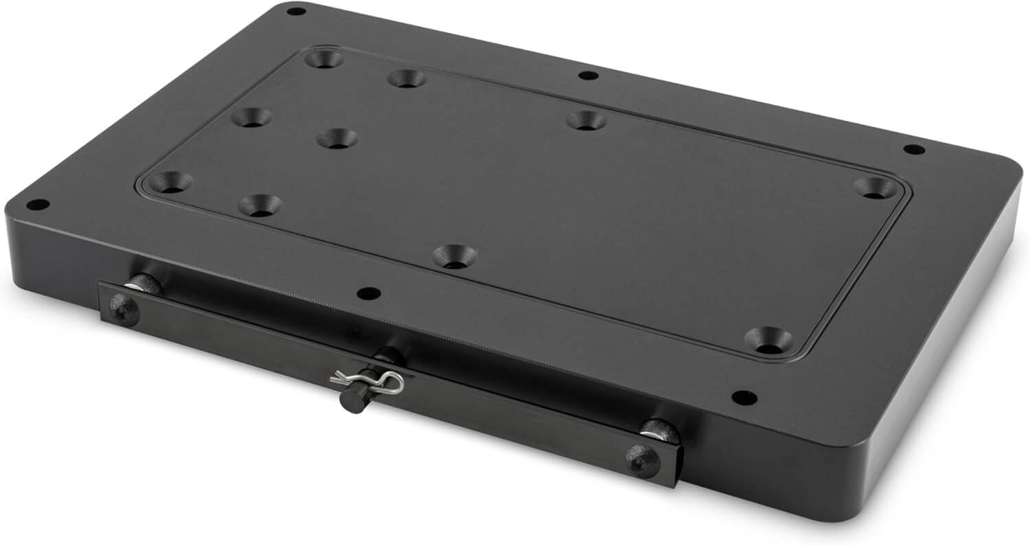Minn Kota 1854056 QUEST Quick Release Bracket, Black shown from above, featuring robust composite construction.