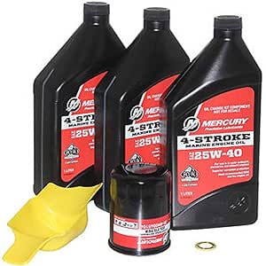 Mercury Marine Oil Change & Filter Kit 40-50-60hp 25W 40 Four Stroke Outboard