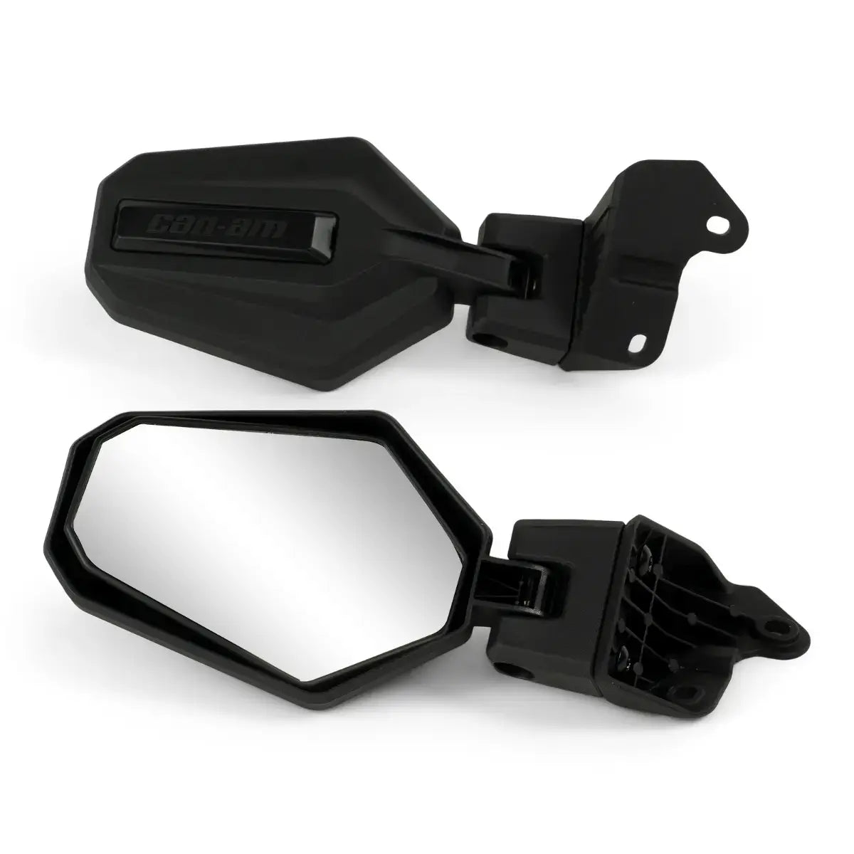 Pair of black side by side mirrors with a white background
