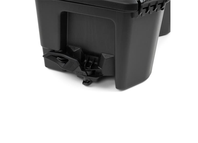 Can-Am LinQ 5.2 US Gal modular cargo box black closeup of mounting latch mechanism