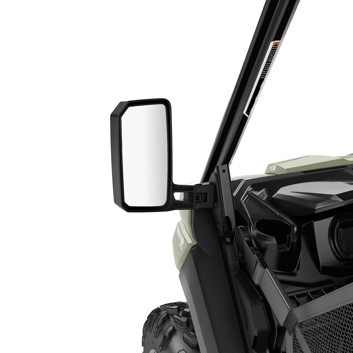 Can-Am Defender Side Mirror installed on the cage, Black, 715008100