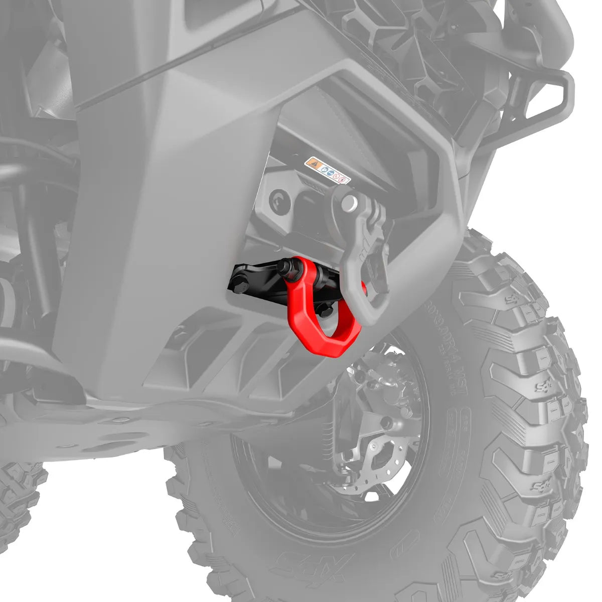 Can-Am Outlander Front Tow Hook installed below the front bumper, 715010191