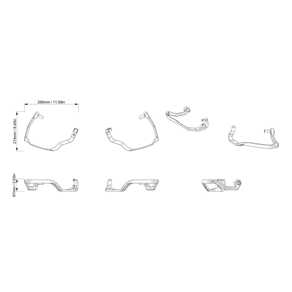 Can-Am Outlander Full Wrap Handguards Frame Kit dimensions drawing, 715010295