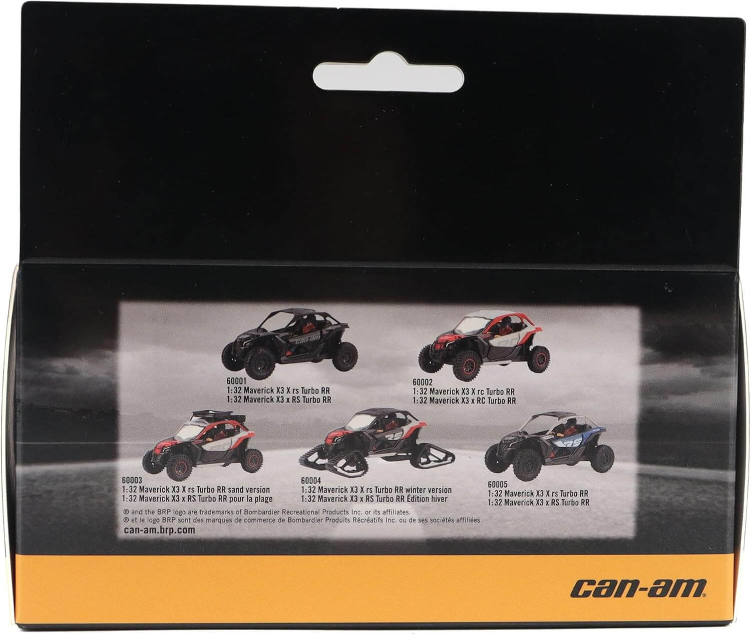 Can-Am vehicle packaging with model illustrations and branding.