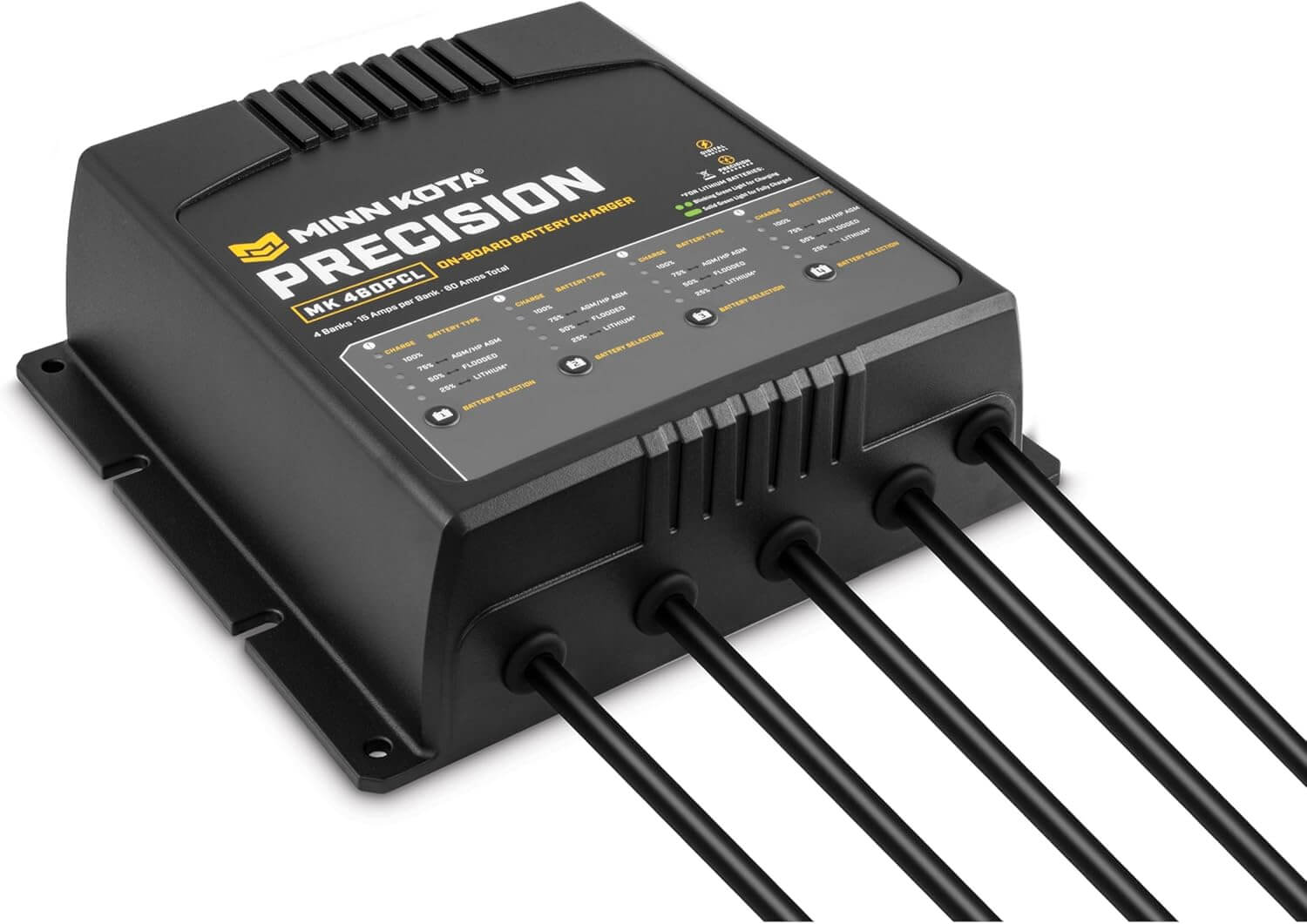 Chargeur de batterie de précision embarqué Minn Kota 1834604, 15A, 4 banques