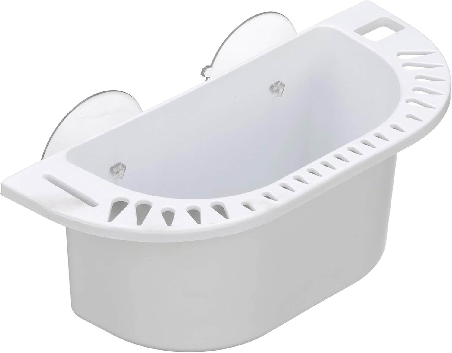 White plastic boat cockpit storage organizer with 3 suction cups, Seachoice 50-79321 caddy bin