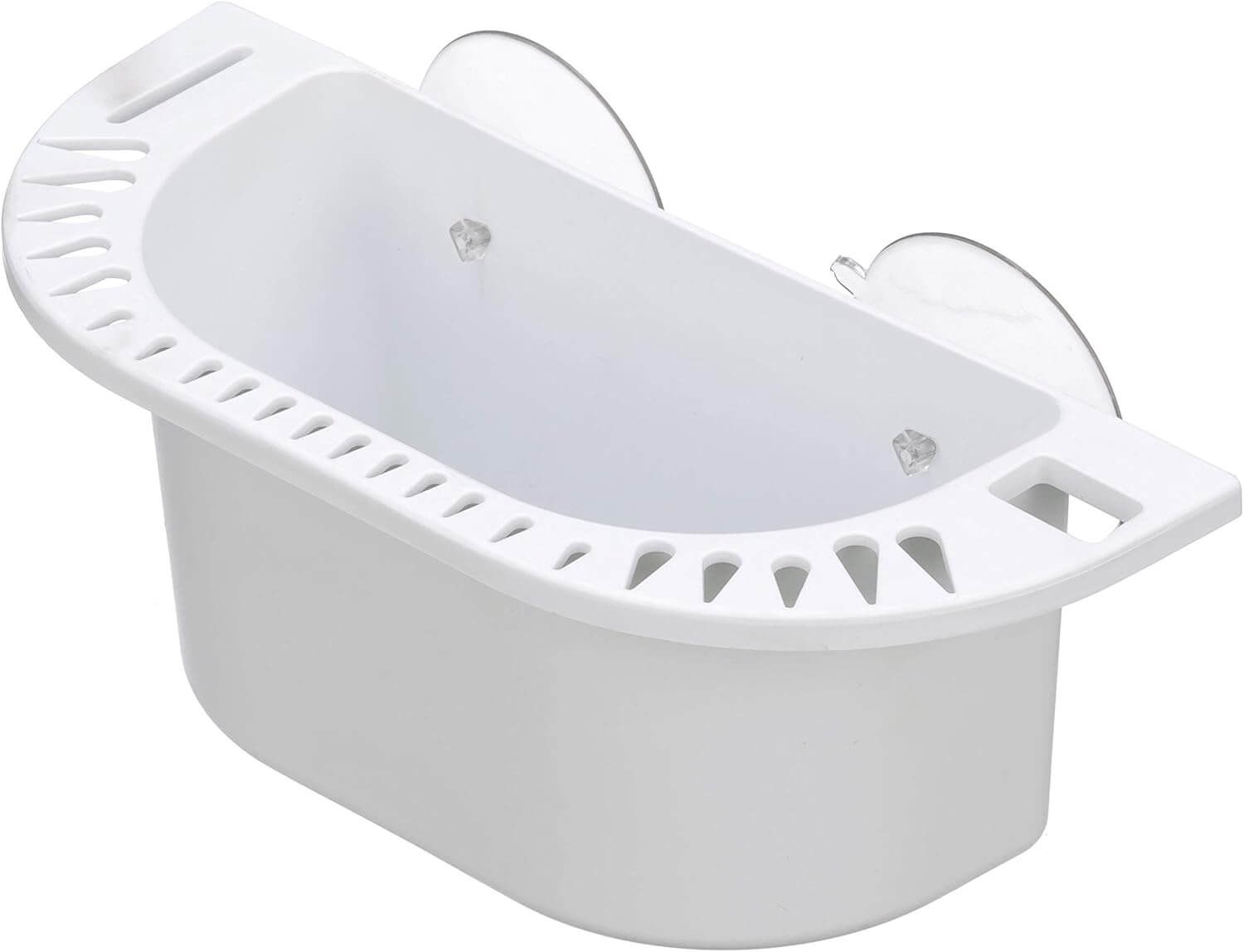 White plastic cockpit organizer with suction cups, Seachoice 50-79321, angled view