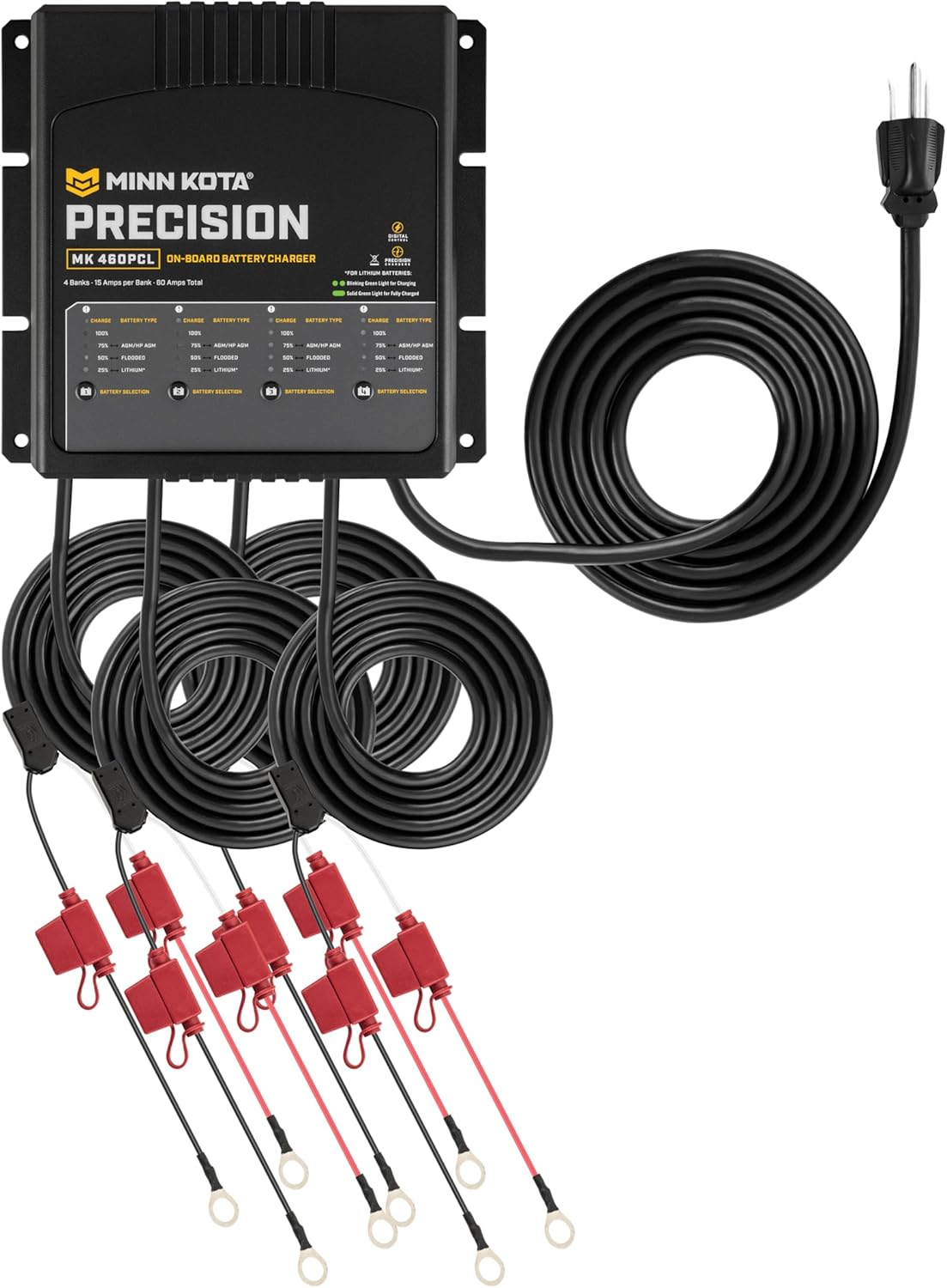 Minn Kota 1834604 On-Board Precision Battery Charger, 15A, 4 Bank