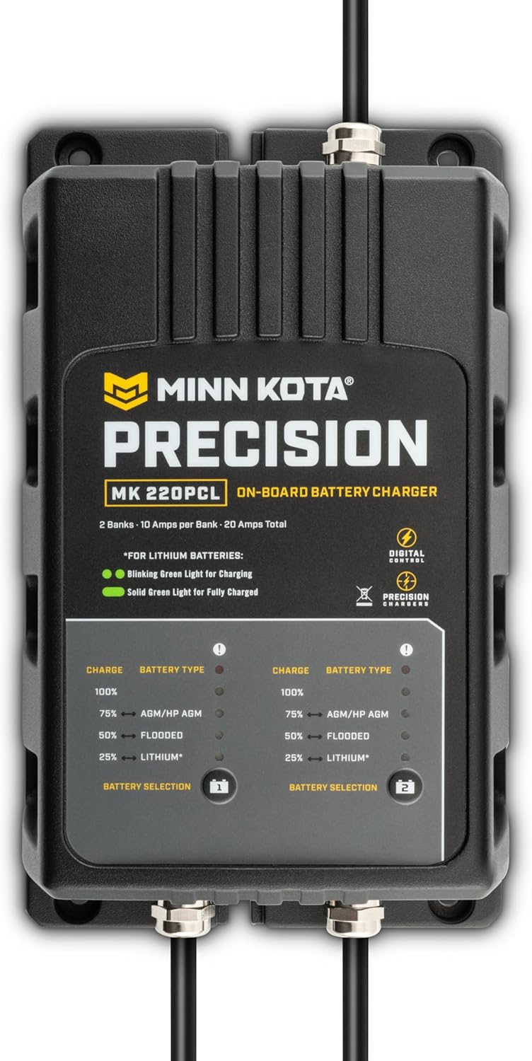 Minn Kota 1832201 On-Board Precision Battery Charger, 20A, 2 Banks
