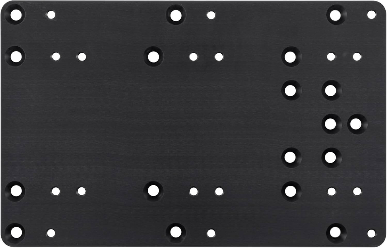 Minn Kota 1854058 MKA-58 Boat Deck Reinforcement Kit, Black showing multiple mounting hole patterns for versatility.