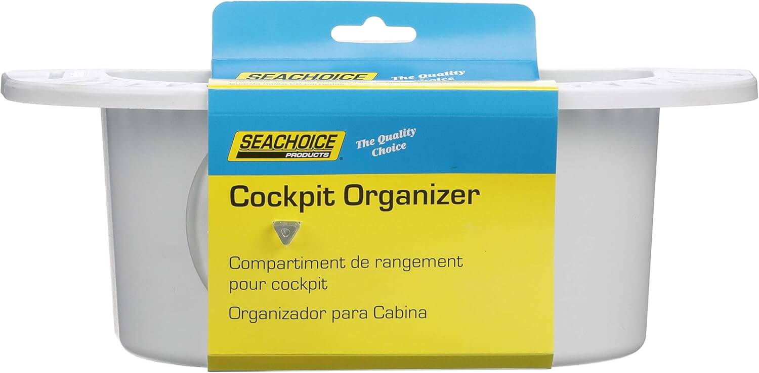 Seachoice white cockpit organizer with 3 suction cups, 50-79321 packaging