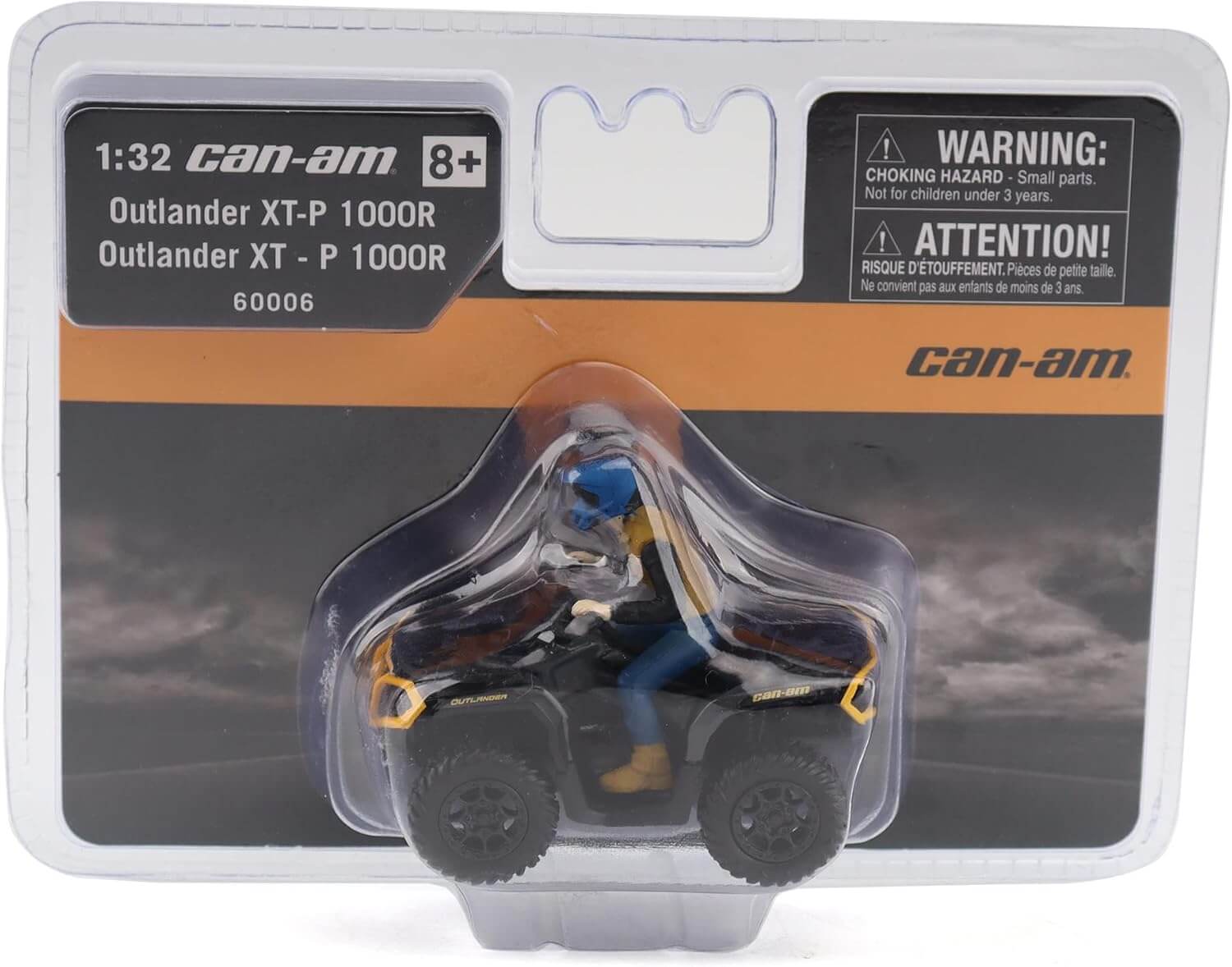 Can-Am Outlander XT-P 1000R model in packaging with warning label