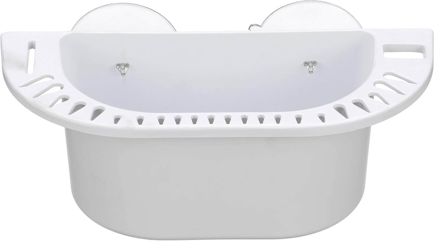 White plastic Seachoice cockpit organizer with suction cup mounts front view 50-79321
