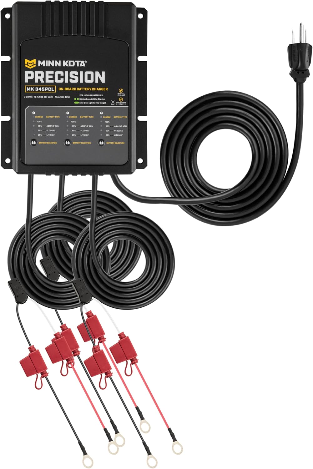 Minn Kota 1833454 On-Board Precision Chargers, 3 Banks, 15 Amps