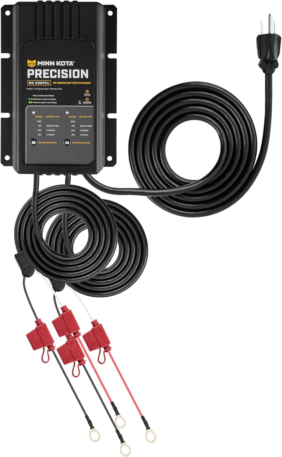 Minn Kota 1832304 On-Board Precision Chargers, 2 Banks, 15 Amps