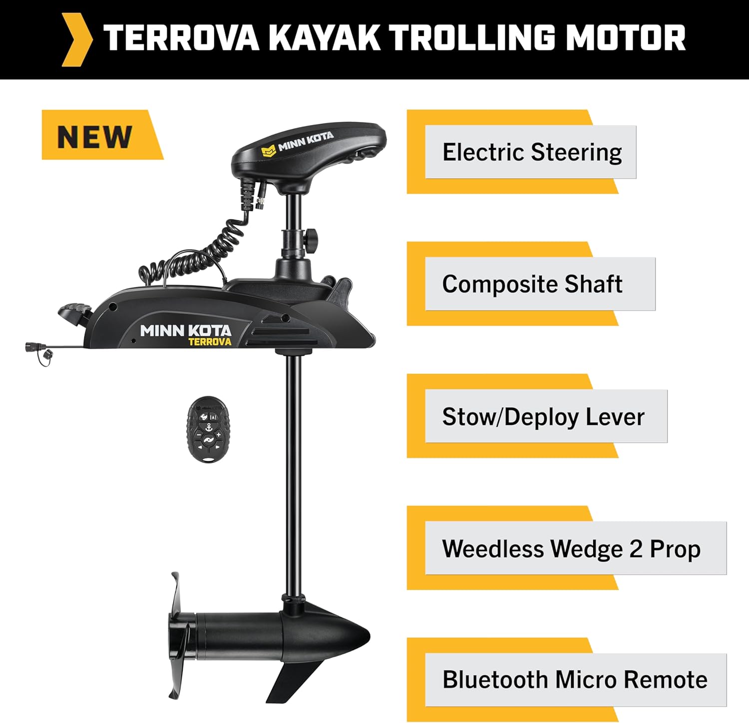 Minn Kota 1358340 Kayak Terrova Bow-Mount Electric Trolling Motor with GPS – 55 Lb. Thrust, 36 in. Shaft, Freshwater