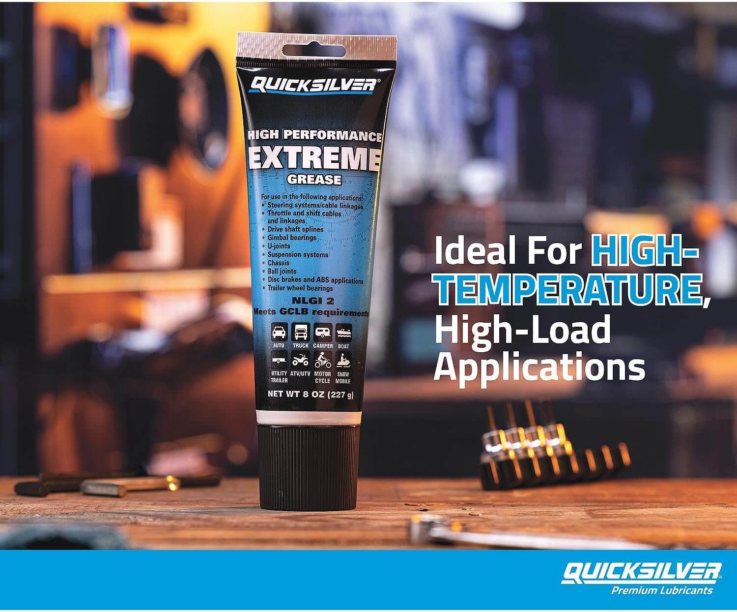 Quicksilver High Performance Multi-Purpose Extreme NLGI 2 Marine Grease tube alternate info card