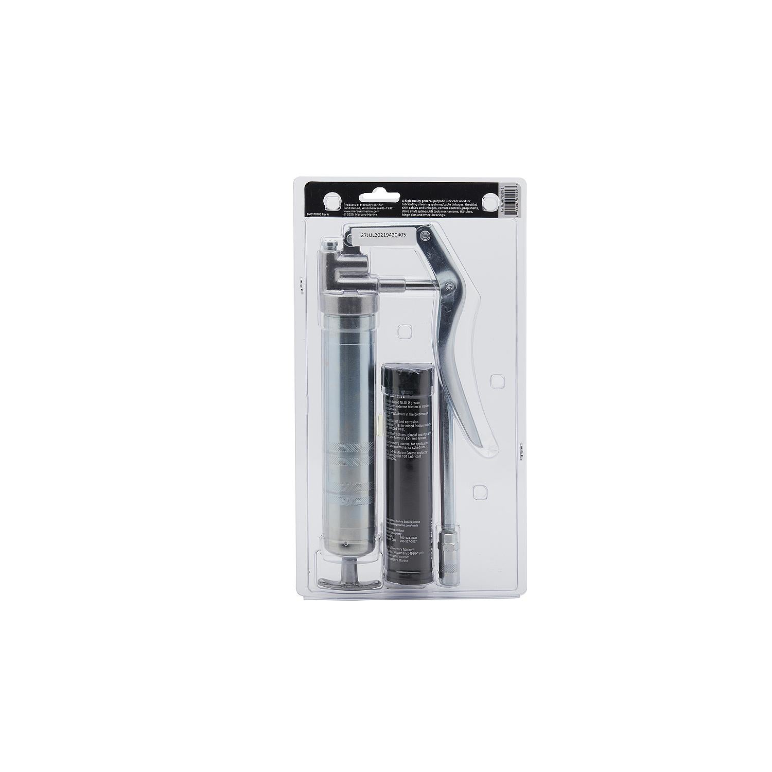 Mercury Marine Grease Gun Kit with 2-4-C Marine Grease 3.5 oz - Multi-Purpose Lubrication Tool, 74057K5