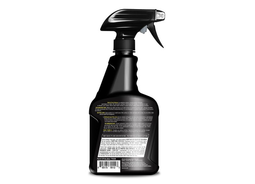 XPS Matte Finish Waterless Cleaner 22 fl oz spray bottle back label with instructions