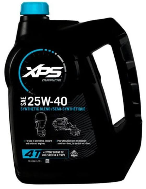 XPS Marine engine oil bottle with black and blue design on a white background