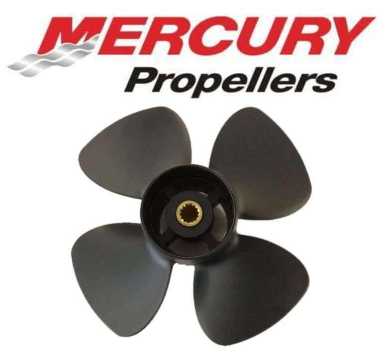 Black propeller with Mercury Propellers logo on a white background