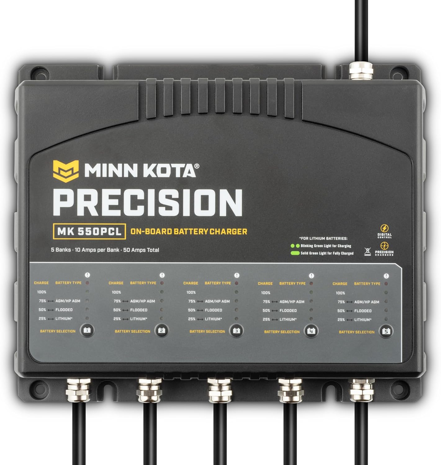 Minn Kota 1835500 On-Board Precision Battery Charger, 50A, 5 Banks
